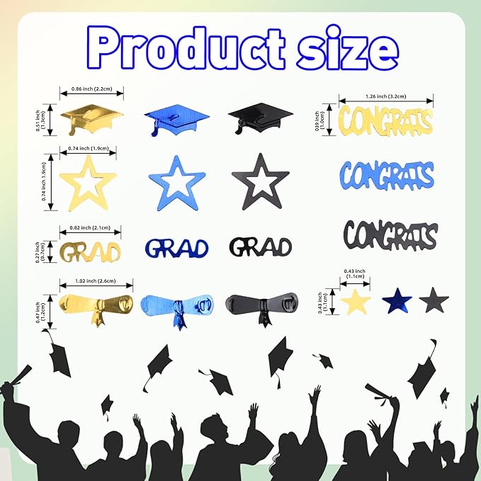 Blue Gold and Black Graduation Confetti 2026, 1000 Pcs Congrats Grad Confetti Class of 2026 Party Table Centerpiece for 2026 Graduation Party Decorations