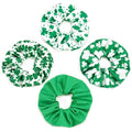 St.Patrick's Day Hair Ties for Woman Girls Green Shamrock Hair Scrunchies Elastic Irish Lucky Leaf Clover Hair Tie St.Patricks Party Supplies St.Patrick's Hair Accessories