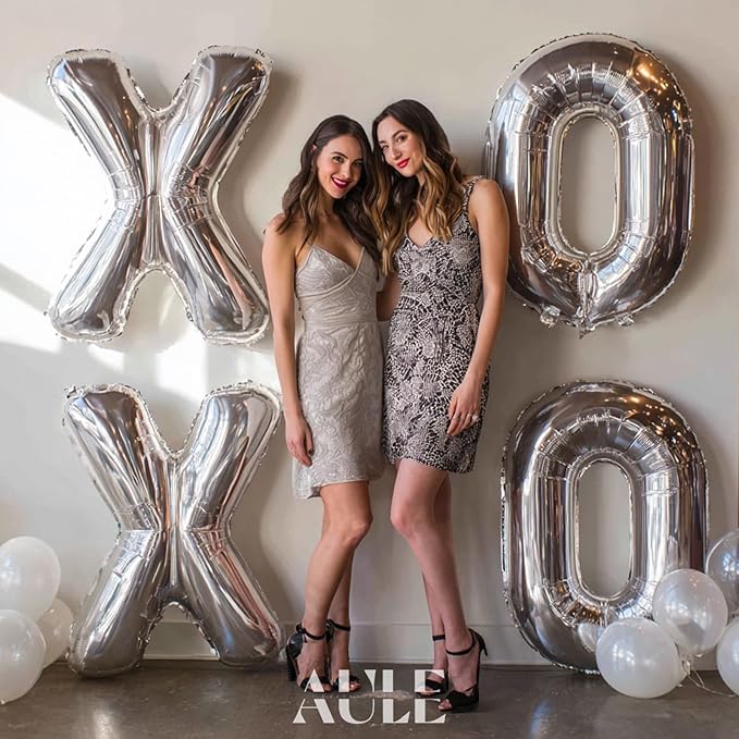 AULE 40 Inch Big Letter Balloon Silver B Large Foil Helium Alphabet Balloons A-Z for Birthday Anniversary Graduation New Year Party Decoration Supplies
