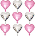 Pink Heart Shaped balloons Pack of 10, 18 Inch Love Valentine Balloons Silver Heart Romantic Balloons For Valentines Day Propose Marriage Wedding Bridal Shower Engagement Party Decorations