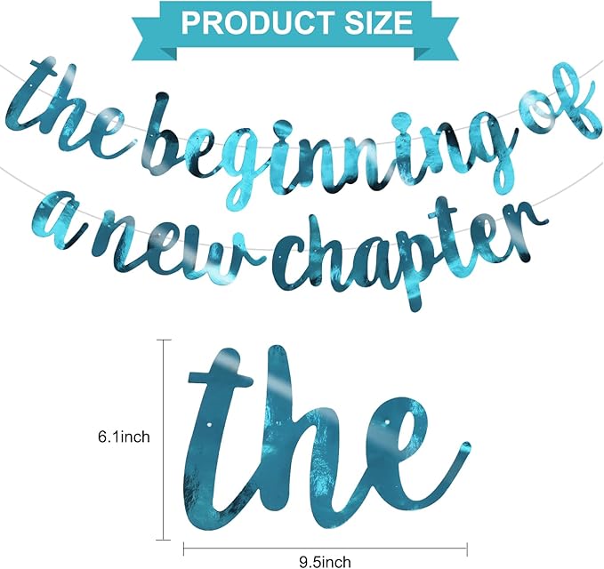 BEISHIDA Double-Sided Lake Blue The Beginning of A New Chapter Banner,Farewell Book Themed Housewarming Party Congratulations Decorations,Going away party Retirement Garland,Graduation Sign 2026 Banner