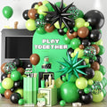 Green and Brown Balloon Garland Arch Kit,Brow Green and Black Balloons Garland Kit with 2pcs Star Foil Balloons for Video Theme Jungle Safari Game Party Baby Shower Graduation Birthday Decorations