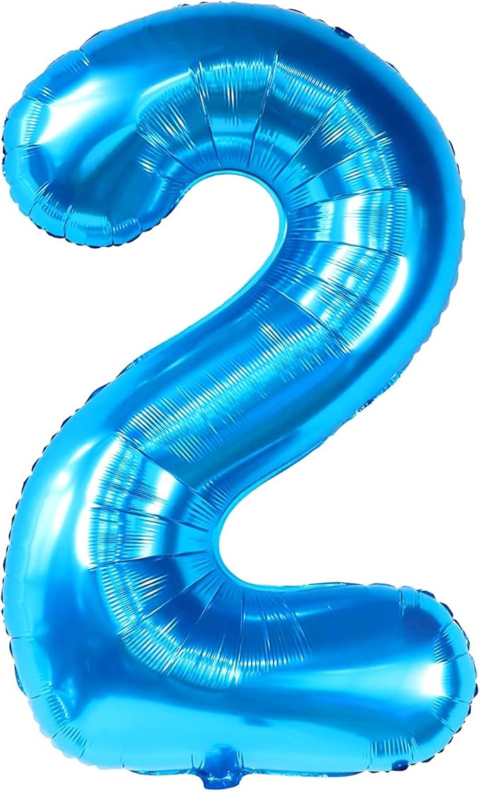 KatchOn, Big Blue Number 2 Balloon - 40 Inch | Baby Shark Birthday Decorations 2nd Birthday Boy | Blue 2 Balloon Number | Balloon for Ocean Party Decor | Number Balloons for Anniversary Decorations