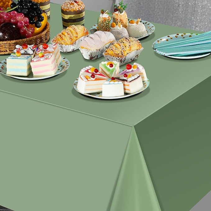 20Pack Sage Green Plastic Tablecloths for Rectangle Tables,Light Green Disposable Tablecloth,Waterproof Sage Green Table Cover for Birthday Bridal Wedding Baby Shower Party Decorations,54 X 108Inch