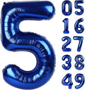 Night Blue 40 Inch Large Number 5 Birthday Balloon, 2025 Five 5th 15 25 35 50 55 Birthday Celebration Decorations, Night Blue Foil 5 Mylar Helium Balloons Girl Boy Anniversary Party Supplies