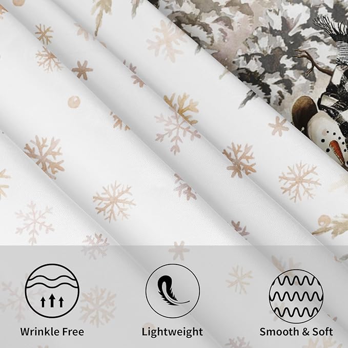 Gold Christmas Tablecloth Round 60 Inch Winter Snowman Snowflake Table Cloth Farmhouse Merry Christmas Table Cover for Kitchen Dinner Room Holiday Party Indoor Outdoor Home Winter Decor