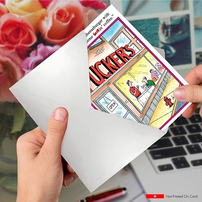 NobleWorks Funny Birthday Greeting Card with 5 x 7 Inch Envelope (1 Card) Bday F'ers Cafe 8245