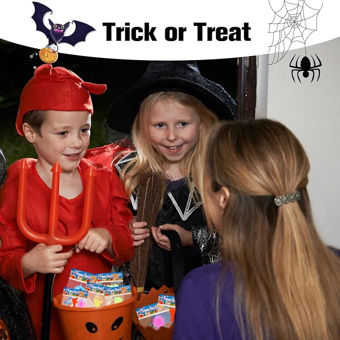 36pcs Halloween Party Favors Sticky Hands, Spider Web Skull Bat Stretchy Sticky Toys For Boys Girls, Birthday Party Supplies, Non Candy Halloween Treats Goodie Bag Stuffers