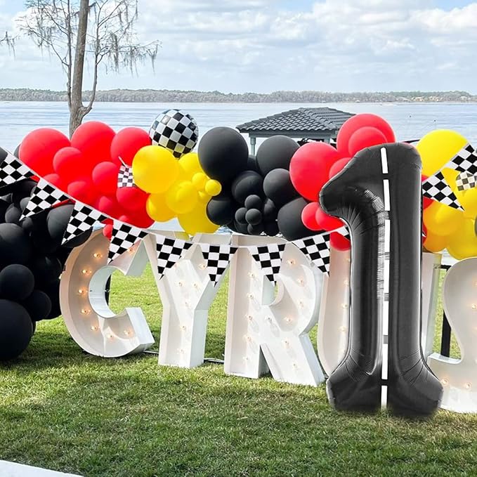 134pcs Balloons Race Car Birthday Party Supplies Decorations for Boys - Racing car Theme Party Supplies Happy Birthday Racecar Number Balloons Garland Kit Vroom Birthday Party Decorations