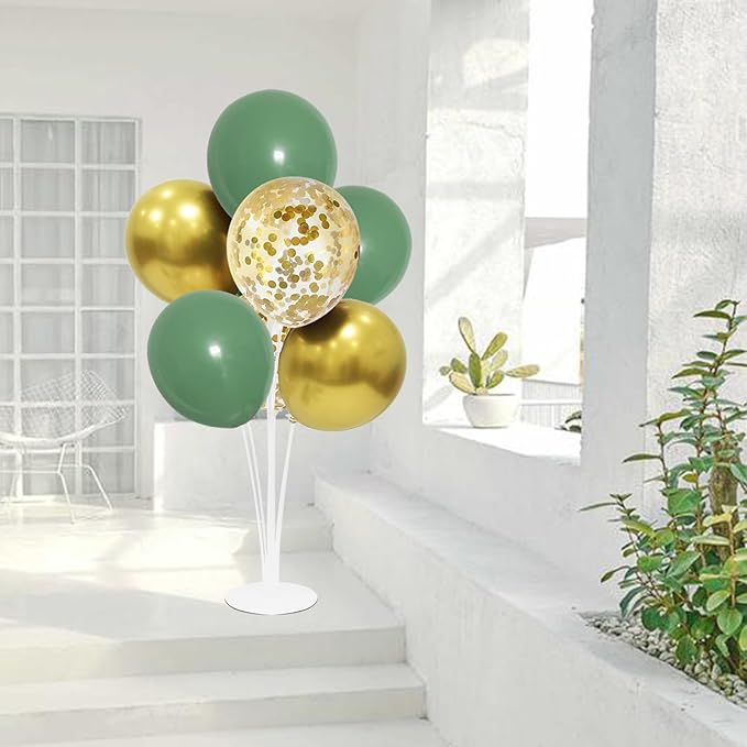 Green and Gold Balloon Stand Centerpiece Table Decorations for Birthday Woodland Baby Shower Party Decoration for Graduation 2026 New Years Eve (Green gold set4)