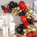 Black Gold Red Balloons Garland Arch Kit, 141Pcs Latex Balloons Different Sizes 18 12 10 5 Inch for Party Decorations, Wedding Backdrop, Birthday, Baby Shower, Graduation
