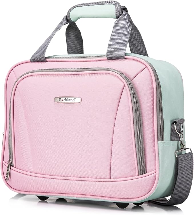 Rockland Melbourne Hardside 2 Piece Expandable Spinner Wheel Luggage Set, Carry-On 20" and Tote 14", Mint