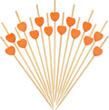 Minisland Orange Love Heart Cocktail Picks, 4.7 Inch Long Bamboo Fancy Toothpicks for Appetizers, Fall Thanksgiving Valentines Wedding Party Food Drinks Garnish Fruit Skewer Sticks 100 Counts -MSL440