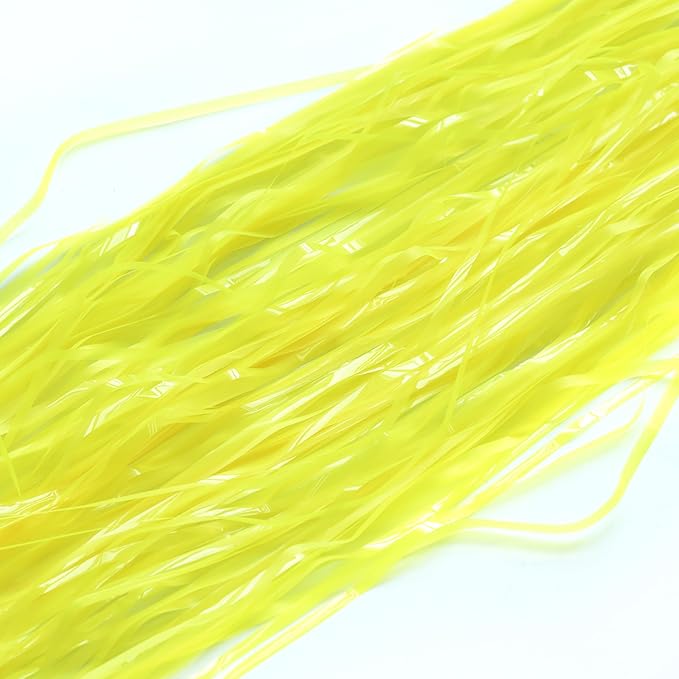 Glow in The Dark Tinsel Curtains 2 Pack - 3.3x6.6ft UV Reactive ‌Fluorescent Party Backdrop for Neon, Birthday, Pride Decorations, Pre-Taped, Lightweight Waterproof (Yellow)