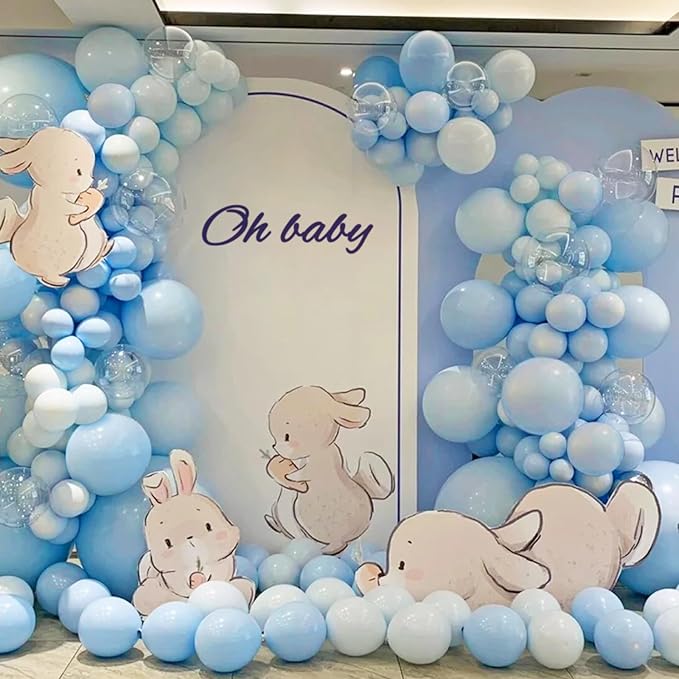 Pastel Blue Latex Balloons 100 Pack 12 inch Light Blue Party Balloons Round Helium Baby Blue Balloons for Baby Shower Boys Birthday Gender Reveal Party Decoration