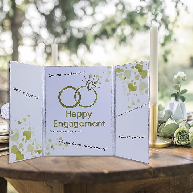 Engagement Party Decorations, Happy Engagement Guest Book Alternative, Large Engagement Card Engagement Gifts for Couple, Engagement Signature Book Engagement Decorations Party Supplies (White)