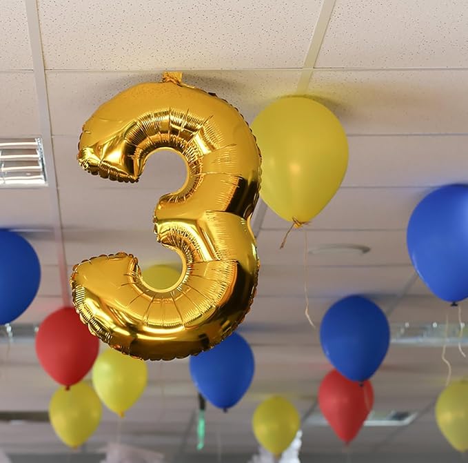 40 Inch Large Gold Number 3 Letter Balloon, Alphabet Letter Mylar Foil Helium Big Number Balloons for Birthday Anniversary Party Graduations Festival Decorations