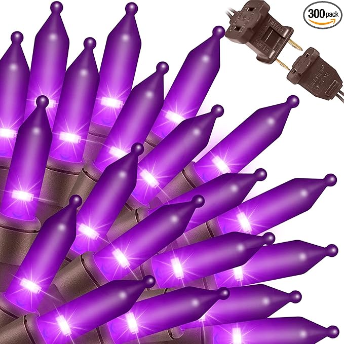 LAMPHOME Purple Christmas String Lights, 300 Mini Fairy Lights 63.8ft(2pk of 150L) Set, Brown Wire Halloween Holiday Décor for Home, Christmas Tree, Bedroom, Patio, Wedding