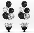 2 Set Black Table Balloons Foil Spray Centerpiece with Black and Confetti Balloons Stand Kit for Birthday Party Baby Shower Wedding Bridal Shower Prom Retirement Graduation Table Decorations