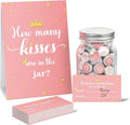 Containlol 555 Pcs How Many Kisses Baby Shower Games, Pink and Gold Standing Sign Guessing Cards Kisses Stickers for Kids Girl Birthday Baby Shower Sprinkle Party Decoration (No Candy and Jar)