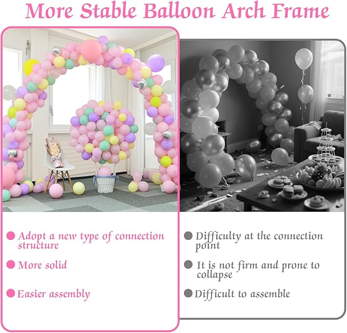 Balloon Arch Kit, Adjustable 10FT Wide & 8FT Tall Balloon Arch Stand Kit with Water Fillable Bases, Garden Arbors Plant Support Stand with 40pcs Balloon Clips for Wedding, Graduation, Holiday Party