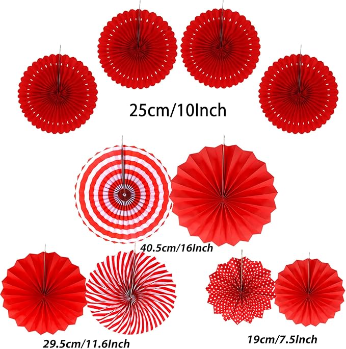 ZERODECO Party Decorations, 41 Pcs Red Papar Fans Pompoms Garlands String Tissue Paper Tassel for Graduation Congrats Grad New Years Spring Festival Wedding Birthday Party
