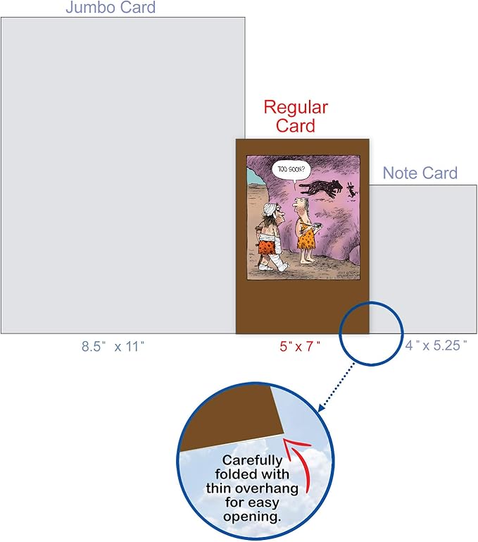 NobleWorks - 1 Humor Birthday Card with Envelope - Funny Cartoons for Birthday Greetings, Celebration Notecard - Caveman Drawing C6364BDG