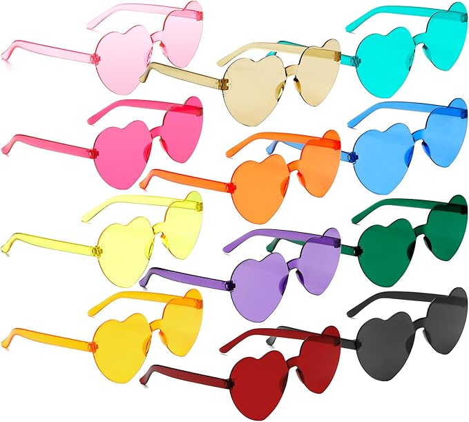 Heart Sunglasses 2 Pairs Heart Shaped Sunglasses Womens Heart Glasses Rave Sunglasses for Women Party Favors