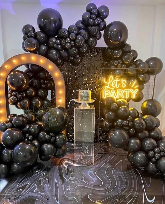 18 Inch Black Balloons - 35Pcs Large Thick Balloons Big Round Black Latex Balloon for Birthday Baby Shower Wedding Graduation Summer Themed Party Decorations