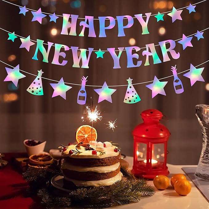 Happy New-Years Eve Party-Decorations Streamers - 12pcs Black Gold 2525 Nye Hanging Swirls Banner Supplies, Classroom Ceiling Garland Indoor Holiday Decor Panduola