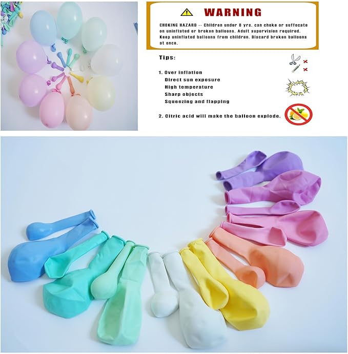 Macaroon Rainbow Balloon，Mixed Size 12/5 inch Pastel Colorful Latex Balloons For Birthday Wedding Baby Shower Easter Party Decorations