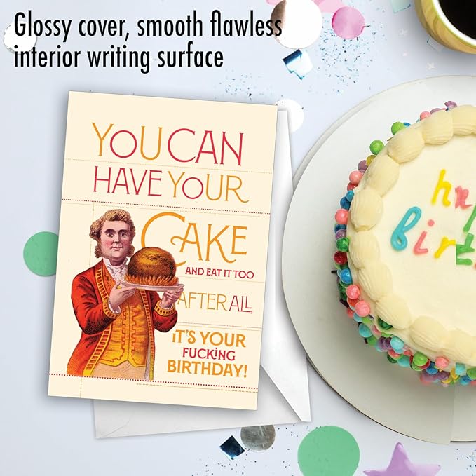 NobleWorks - 1 Sassy Happy Birthday Card Funny - Hilarious Grown-Up Card for Men, Husband, Stationery Humor - Have Your Cake Man C9307BDG