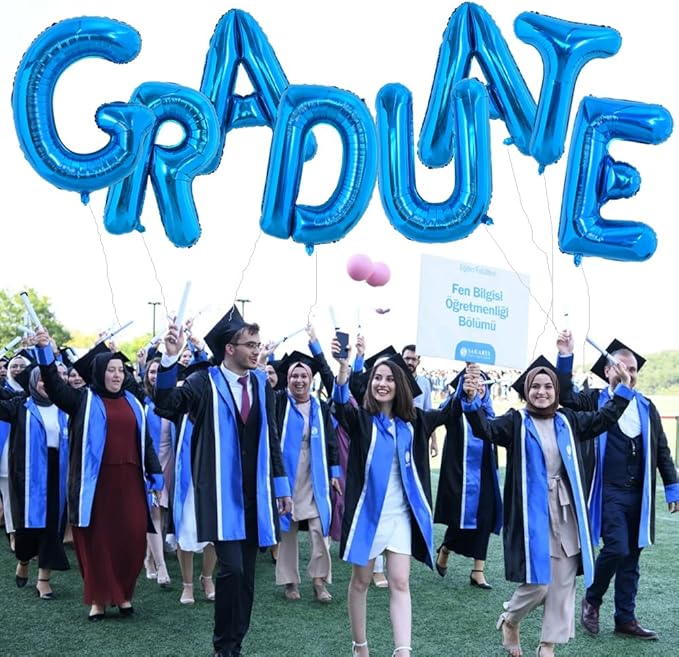 TONIFUL 40 Inch Large Blue Letter E Balloons Giant Alphabet Letter Balloons,Foil Mylar Big Balloons for 2026 Graduation Birthday Party Anniversary New Year Graduation Supplies Decorations