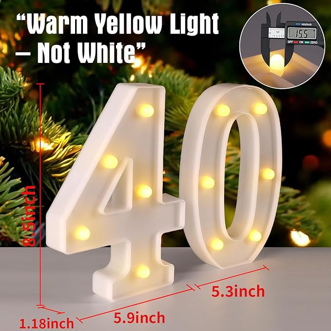 40th Birthday Decorations Woman Man,Marquee Numbers for 40th Wedding Anniversary Decorations,Light up Numbers 40 Sign for Party Backdrop Wall Decor,40 Birthday Centerpieces Table Decoration