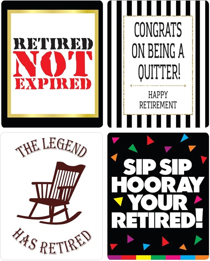 Retirement Party Wine Bottle Labels - Funny Retirement Gifts for Men and Women - Retirement Party Supplies, Decorations and Favors