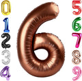 40 Inch Coffee Brown Number 6 Balloon, Giant 6 Number Balloons for 6th Birthday Decorations, Party Supplies for Baby Boy Girl, Coffee Brown Party Decor