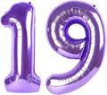 40 Inch Purple Number 19 Digital Balloon,Jumbo Mylar Foil Helium Balloon for 19 Balloons for Birthday Party,Wedding Anniversary Party Decorations