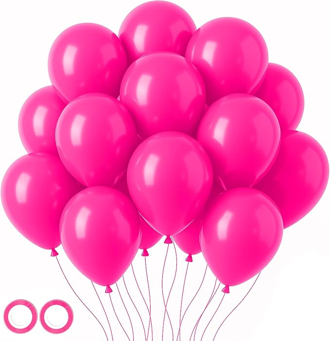 105pcs Hot Pink Balloons 12inch Dark Pink Balloons for Birthday Graduation Baby Shower Wedding Anniversary Princess Theme Party Valentine's Day Decorations