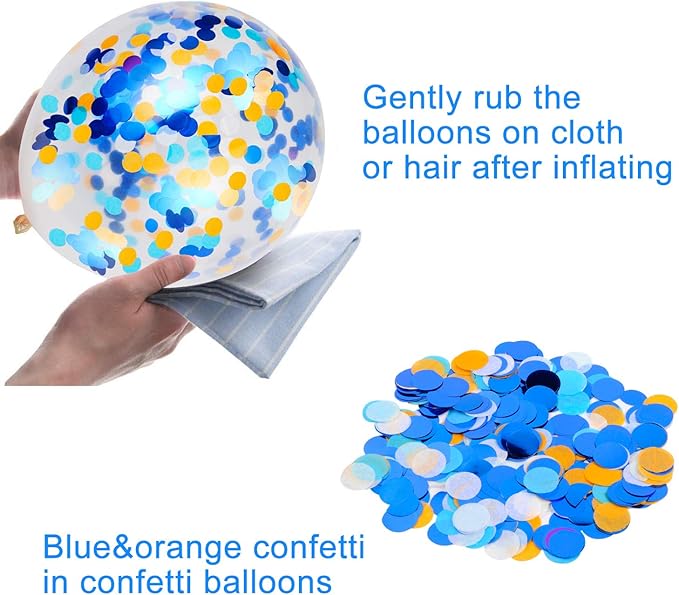 Orange Blue and Green Latex Balloons with Confetti Balloons for Dinosaur Baby Shower Birthday Party(80 Packs)
