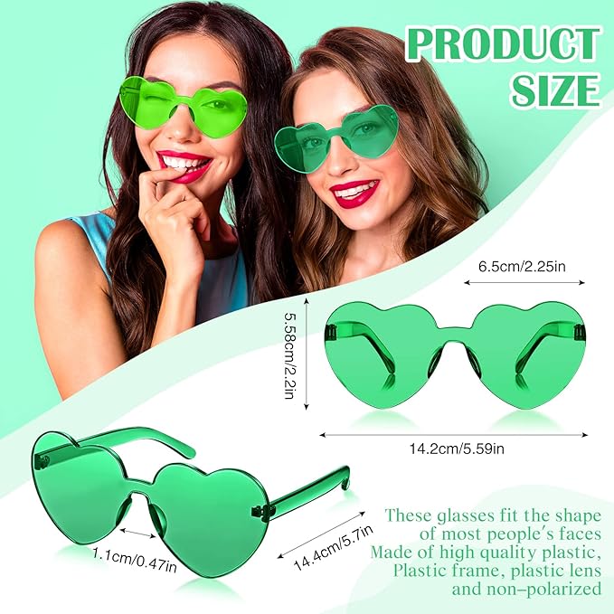 Frienda 8 Pairs Heart Shaped Sunglasses for Women Rimless Heart Glasses Candy Color Sunglasses for Party Favor