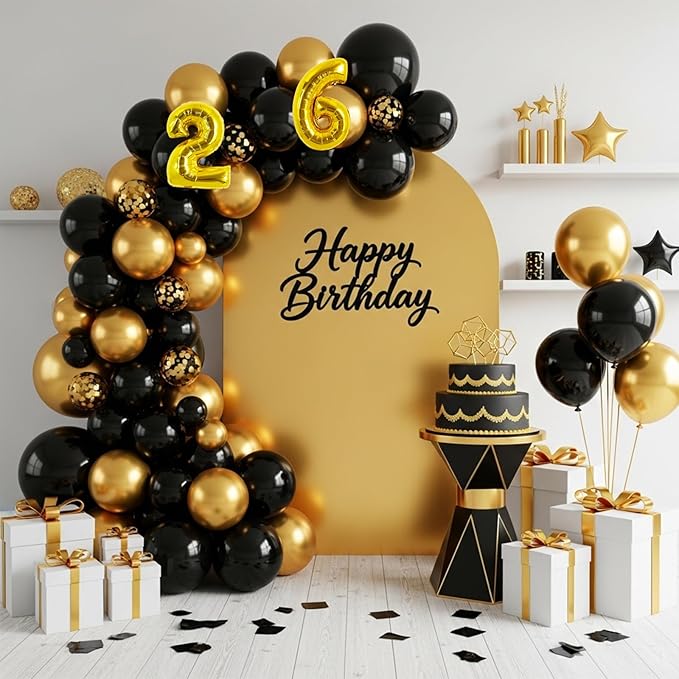 TONIFUL Number Balloons 16 Inch Fat Gold 2 Set 0-9 Number Mylar Foil Balloons 20 Pcs Custom digitalal for 2026 New Year Eve Birthday Party Engagement Graduations Anniversary Baby Shower Decor