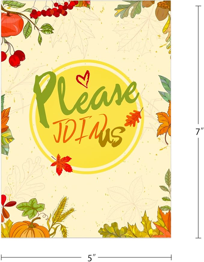 SICOHOME Thanksgiving Party Invitations - 12pcs 5"x7" Friendsgiving Invitations with Envelopes for Kids Adult Baby Shower Fall Birthday Invitations Thanksgiving Greeting Cards Party Favors Supplies