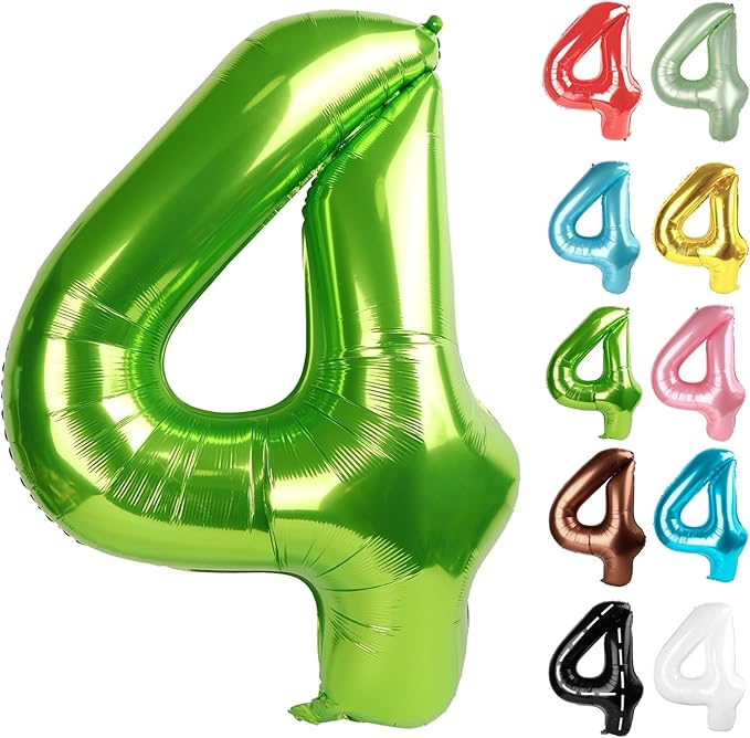 Light Green Number 4 Balloon 40 Inch, 4 Balloon Number, 4th Birthday Decorations, Light Green Party Supplies for Boys Girls