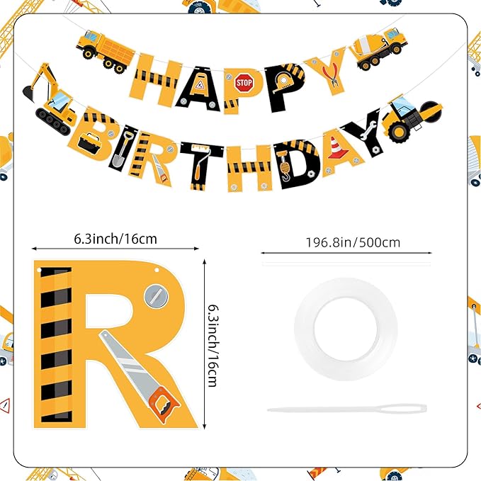 Construction Truck Party Decorations Happy Birthday Banner Construction Truck Party Banner Garland for Birthday Party Decorations Constructions Truck Party Supplies