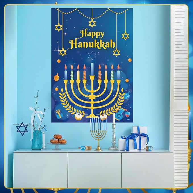 AUGSUN Hanukkah Games Chanukah Game for Kids Adults Hanukkah Decorations Chanukah Activities Pin The Star On The Menorah Hanukkahs Party Games Chanukah Party Favors Supplies Decorations