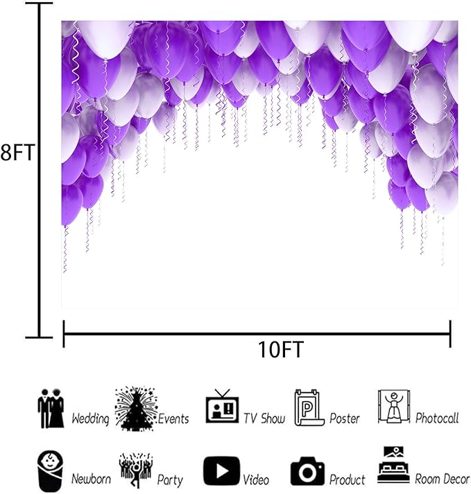 10x8ft Balloon Backdrop, Suitable for Birthday Parties, Baby Showers, Team Gatherings, and Family Gatherings and Photography Background Cloth