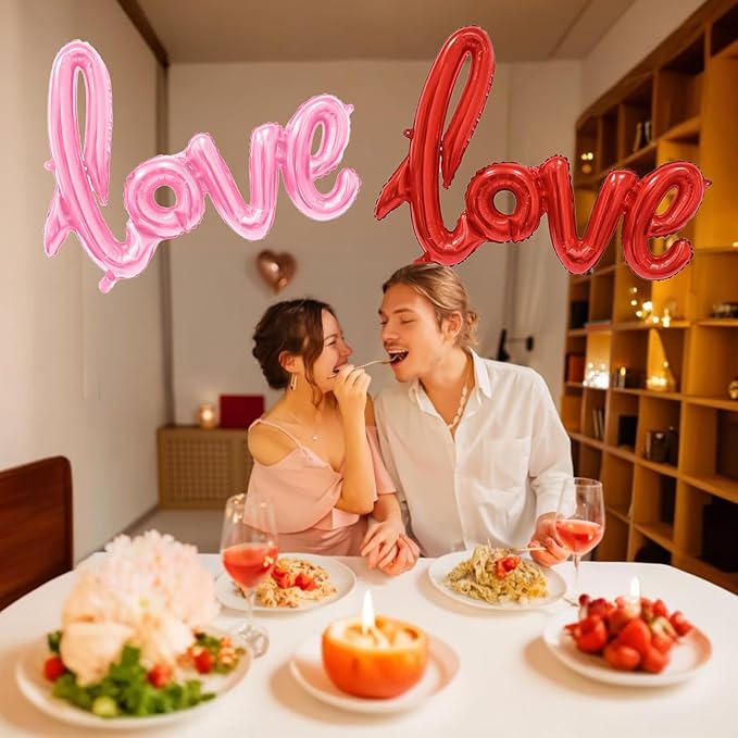 Large Love Foil Balloon 42 Inch Red Pink Love Letters Balloons Banner Giant Valentines Day Balloons Decorations for Valentine Day Romantic Bridal Shower Wedding Anniversary Engagement Party Decoration
