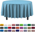 Exquisite Party Solids 6-Pack Premium Plastic Tablecloth 84in. Round Plastic Table Cover - Sky Blue