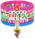 Surfer Heishi Bracelets for Women Stackable Rainbow Vinyl Disc Clay Beaded Stretch Bracelets Elastic Layering Friendship Bracelets Boho Summer Beach Jewelry