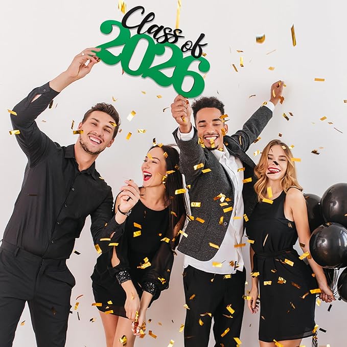 Class of 2026 Decorations Graduation Decorations 2026 Senior Photo Props Green Graduate Wooden Sign for Graduation Party Decorations